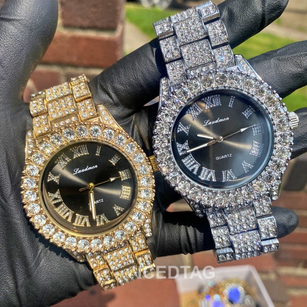 Full Iced Out Black Face Luxury Stylish Watch
